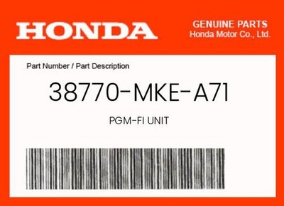 Honda Genuine Pgm-Fi Unit - 38770-Mke-A71
