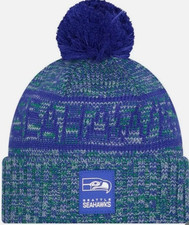 SEATTLE SEAHAWKS 2025 NEW ERA ON FIELD THROWBACK SIDELINE SPORT KNIT BEANIE