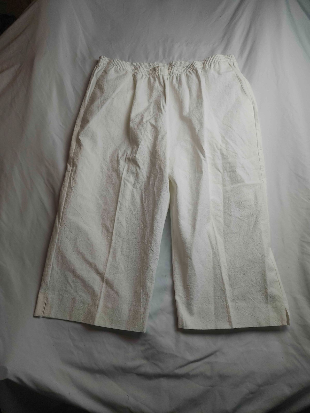 Alfred Dunner Pants Womens Size 16W White Cotton Capris Pull On Casual Crop