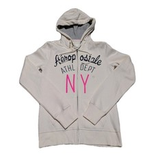 Aeropostale Athl Dept NY 87 Women S White Cream Full-Zip Hoodie Sweatshirt NWT