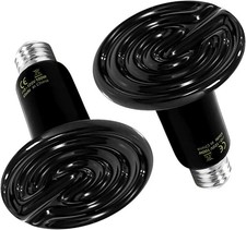 HealSmart Reptile Heat Lamp 100W 2-Pack Ceramic Emitter, No 100W, Black
