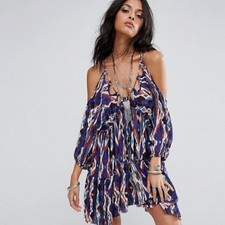 Free People Monarch Cold Shoulder Mini Dress XS NWT