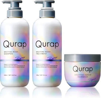 QURAP Shampoo, Treatment, Serum Hair Mask [Wrapping Moist] set Amino acid Japan