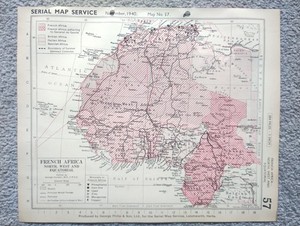 French Africa - 1940 Vintage WW2 Serial Map Service Map