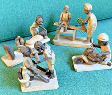 Lot of 4 Vintage Nigerian Yoruba Thorn Wood Hand Carved Figurines 2" x 3"