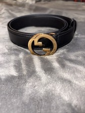 Gucci Blondie Black Leather Belt Size 90 Gold Hardware + Dust Bag