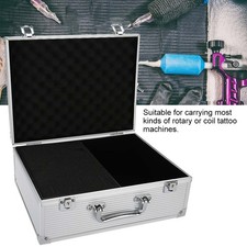 02 Silver Aluminum Tattoo Machine Storage Case Carrying Box Empty Organizer Y