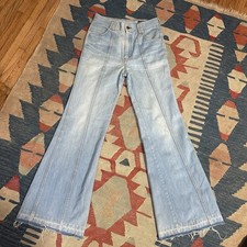 Vintage 1970s light wash distressed high waisted bell bottom jeans gap denim