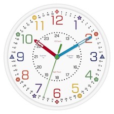 Foxtop 8 Inch Kids Wall Clock Silent Learning Educational 8 Inch, Milky White