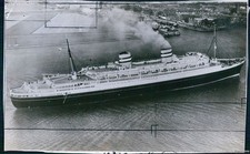 1938 New Amsterdam Flagship Of Holland-America Line Maas River Boats 7X9 Photo
