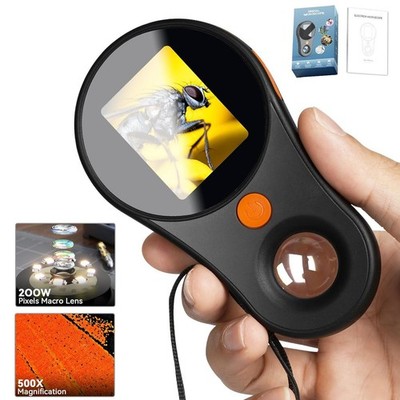 500X Handheld Digital Microscope 2 MP Kids Pocket Microscope with 8 LED Light DE