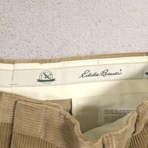 Eddie Bauer Pants Mens 38x32 Tan Corduroy Pleated Outdoor Classic Fit - Picture 4 of 14