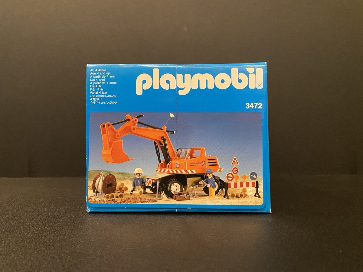 Vintage PLAYMOBIL Bulldozer 3472 Excavator Earthworkers Contents