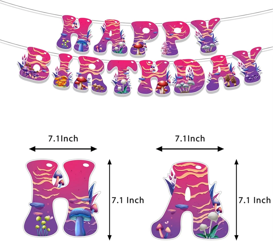 34 Pcs Fantasy Mushroom Birthday Party Decorations Set Jungle Mushroom Party Sup - Image 4 of 4