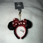2026 Disney Parks Minnie Headband Ears Black Red Bag Clip Charm Keychain NWT
