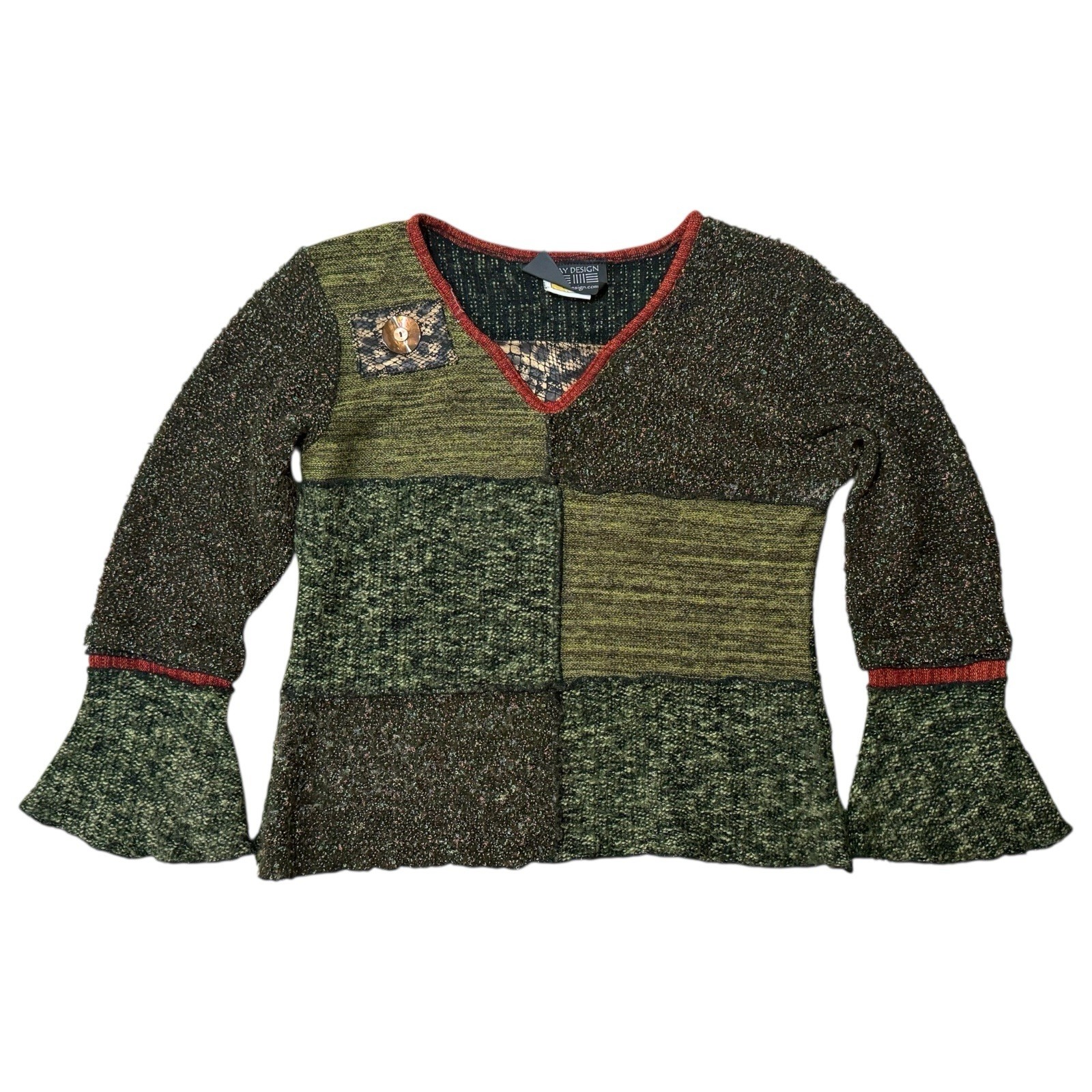 Patchwork Knit Top Sweater Cottagecore Fairy Boho… - image 2