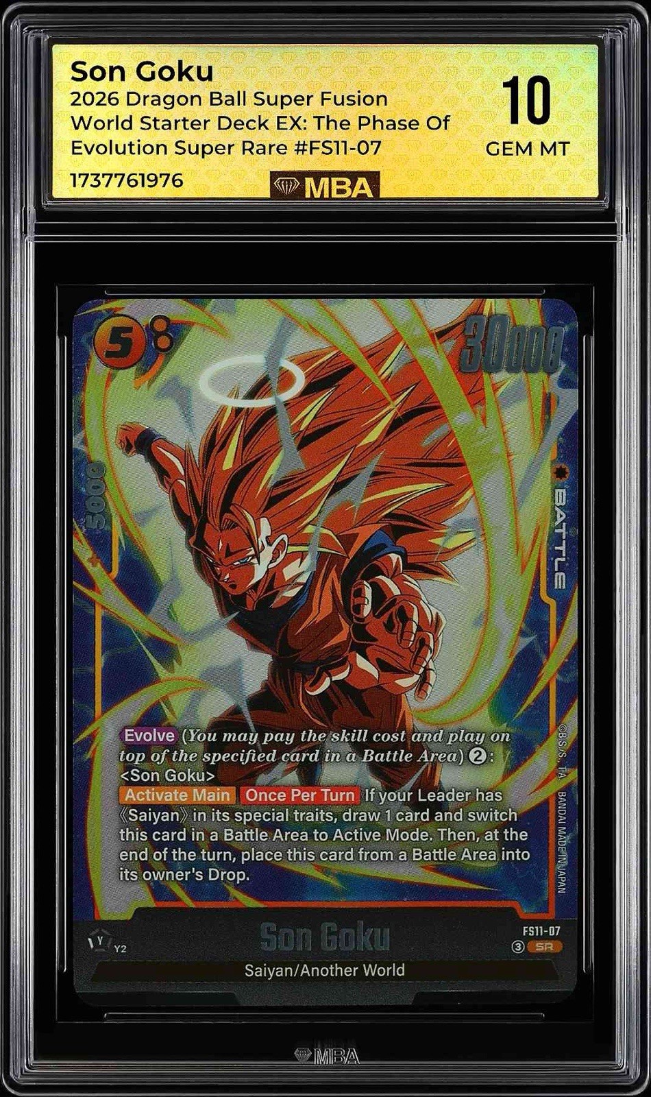 🔥 Son Goku FS11–07 SR Alt Art Dragon Ball Super Fusion World MBA GRADE 10!💨