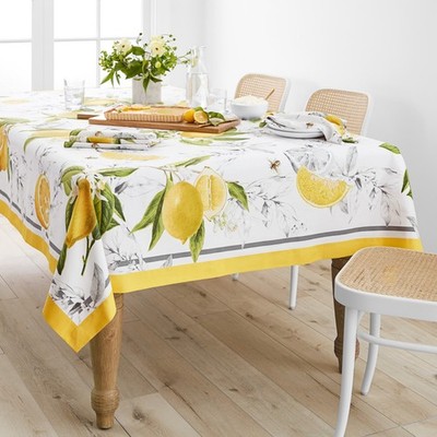 Williams Sonoma Meyer Lemon Tablecloth 70''/90'' 100% Cotton NEW