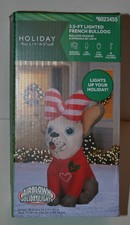 Holiday Living 3.5 Lighted French Bulldog Christmas Yard Inflatable Blow Up. NEW