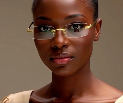 Women Eyeglasses Rimless  Shades Square Gold Clear Lens Glasses Female Shades
