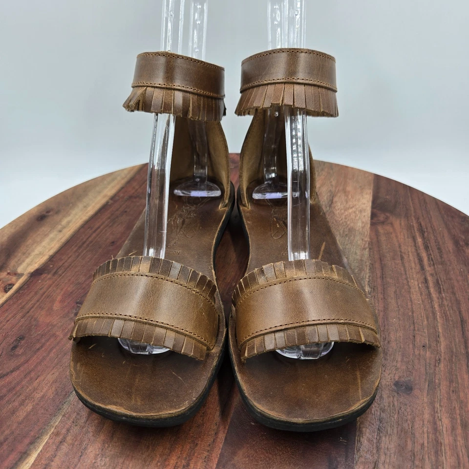 Sandalias Fly London Mexu para mujer 36/5,5 cuero marrón correa al tobillo flecos boho Foto 3 de 4