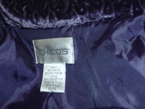 Chico's Blazer Women's Sz 2 Purple 1-Button Lined Long Sleeve Textured Velvet L - Picture 5 of 5
