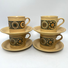 Kiln Craft Bacchus x4 Cups And Saucers 1970's Staffordshire Potteries Ironstone