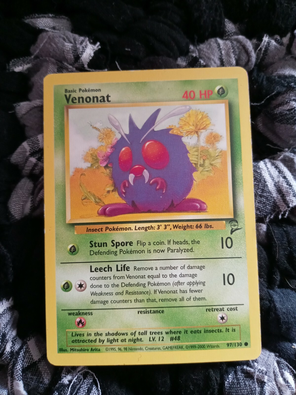Venonat 97/130 Base Set 2 Common Light Play LP Pokemon DNA GAMES