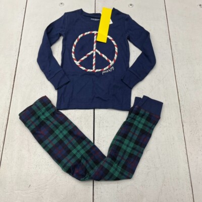 Old Navy Blue ''Peace'' Graphic Print Snug-Fit Pajama Set Kids Size 5T NEW