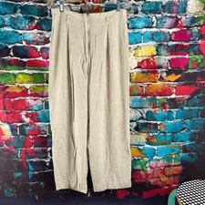 Vintage Ecru Brand High Waist Wide Leg Linen Blend Pants Size 13/14