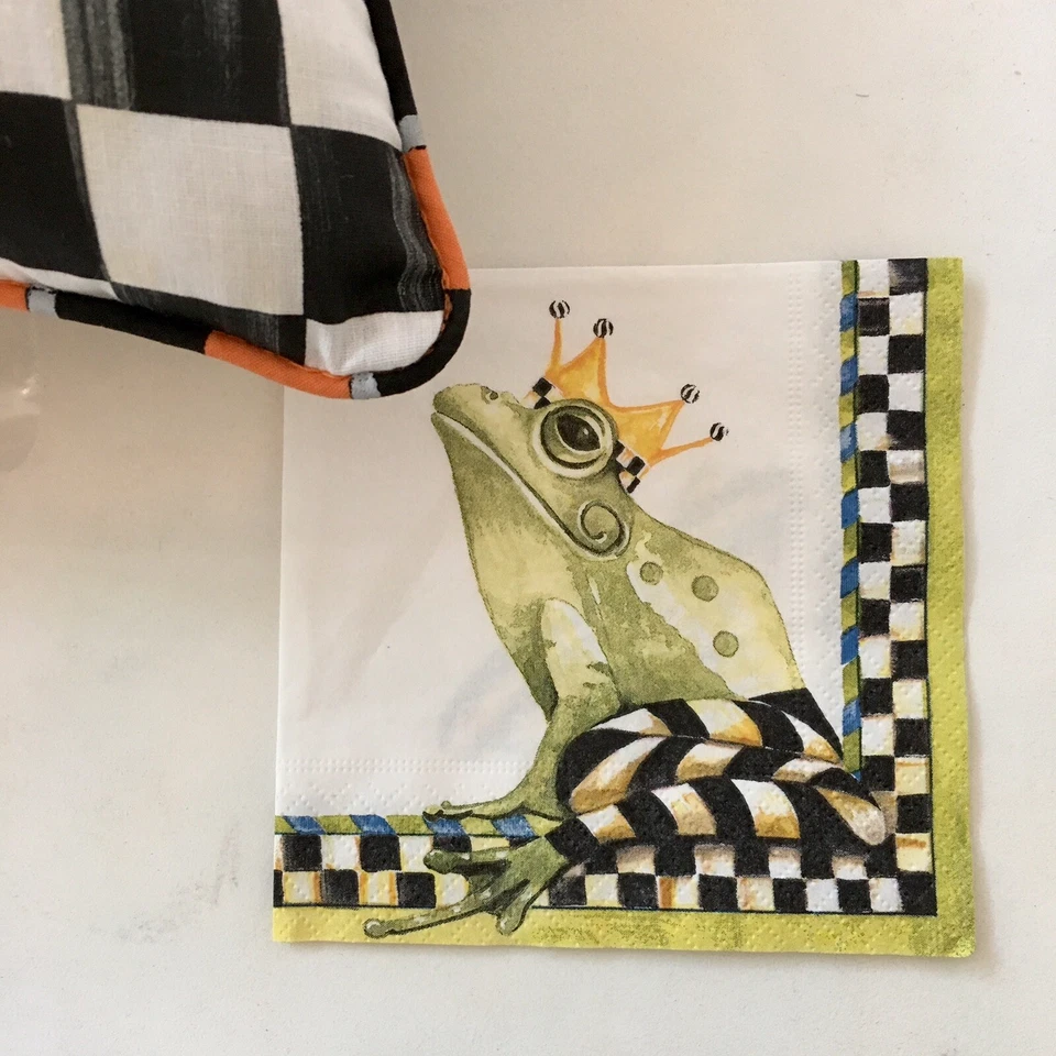 Black Damask Orange Envelope Pillow Mackenzie Childs Napkin - Image 3 of 4