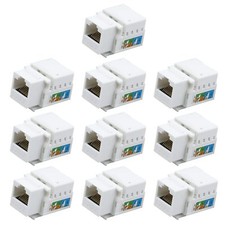 10-Pack RJ45 Cat5e Keystone Jack Module Connector Adapter for Wall Plate Inte...