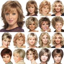 Short Straight Wavy Curly Synthetic Wigs pixie Cut Short Hair Wigs for Women 