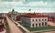 United States Mint And State Capitol Denver Colorado CO Vintage Postcard 1911