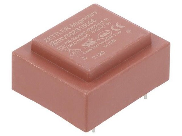 BV302S15006 Transformator: üBerzogen 0,6VA 230VAC 15V 40Ma Montage: Pcb Zettler-image