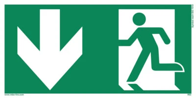 MBS-FIRE ® Aufkleber Fluchtweg Notausgang Pfeil unten Folie, selbstklebend - ASR A1.3