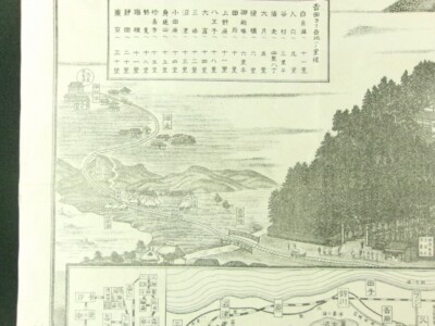 MT. FUJI Japanese Antique Print Bird's-eye view Yoshida Sengen
