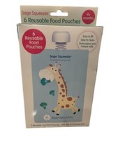 Sage Reusable Food Pouches BPA, PVC  Phthalate Free - 6 Pack 4 Months NIB