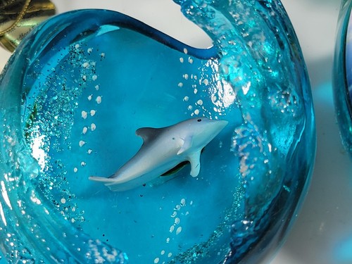 Nautical Acrylic Ceramic Scene Dolphin Waves Ornament Dolphins Fish NICE BFE LOT - Picture 4 of 12