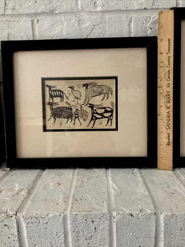 4 Vintage Cloth Prints Of Korhogo Senufo Ivory Coast Mid-century Framed - Picture 17 of 17