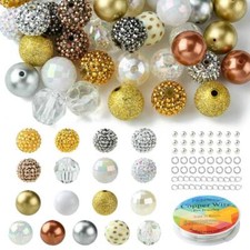 50x Rhinestone Chunky Bubblegum Disco Gumball Beads for DIY Jewelry Making Bulk
