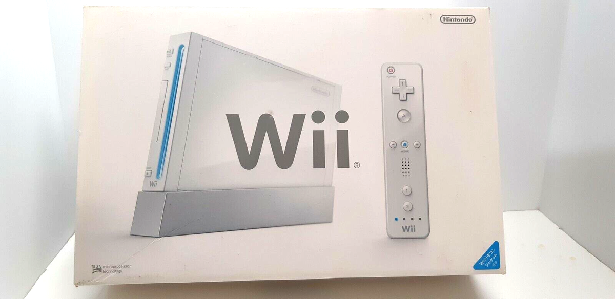Nintendo Wii Console Color White With Box Sensor Bar cords Power