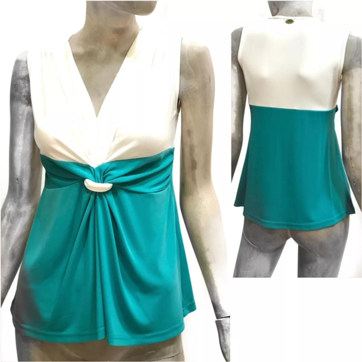 Maidoma Top Donna Maglia Bianco Verde Estate Casual Camicia Tshirt