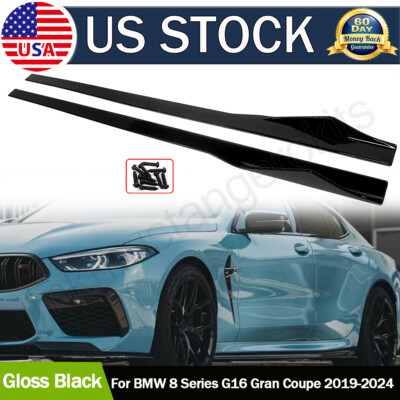 For 19-24 BMW 8 Series G16 Gloss Black Side Skirt Bodykit Spoiler Lip Trim 2PCS
