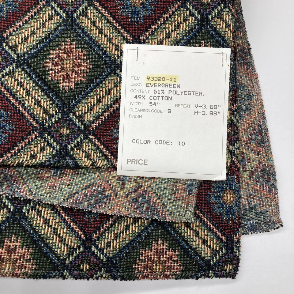 Decorative Fabrics Upholstery Sample 16" Square Poly Cotton Evergreen Floral - Image 4 of 4