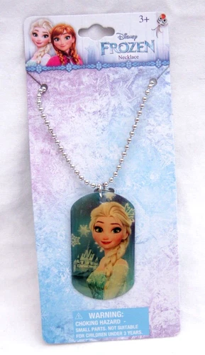 Frozen Princess Elsa Castle 2"H Dog Tag Pendent 18" Ball Chain Necklace-New! - Picture 1 of 3