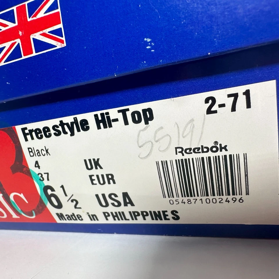 Zapatos Tenis Vintage Reebok Clásicos Hi Top Para Mujer 6.5 Estilo Libre Negros con Caja Foto 4 de 4