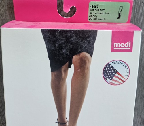 Mediven Sheer & Soft Calf High CT 20-30mmHg Ebony Socks Compression Size III - Picture 2 of 3