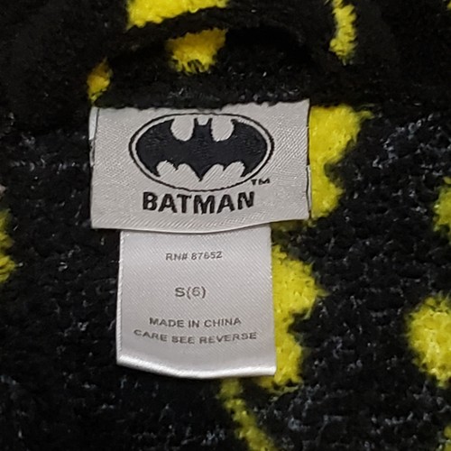 Kids Batman Robe Size S (6) Black/Yellow with Batman Logo - Picture 5 of 6