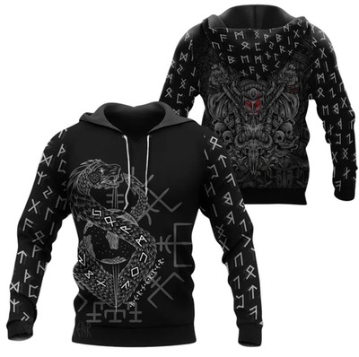 Jormungandr Son of Loki Viking Hoodie, Black Norse Mythology Sweatshirt